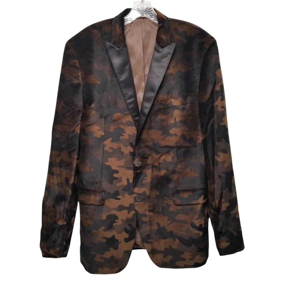Van Heusen Brown & Black Camo Satin-Trim Blazer
